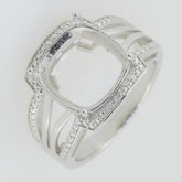 Sterling Silver Semi Mount Ring Setting Cushion CU 12X12mm White Topaz - Syzjewelry