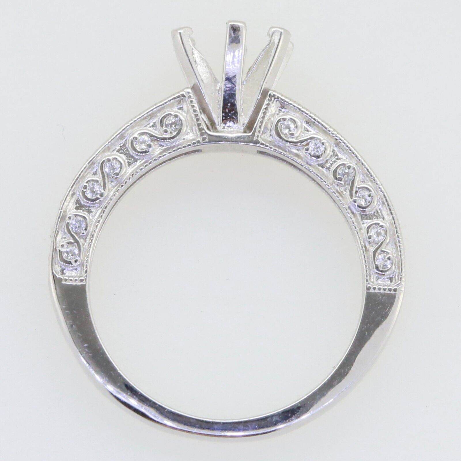 Art Deco Style Semi Mount Ring Setting Round Rd 6.5x6.5mm Engagement - Syzjewelry