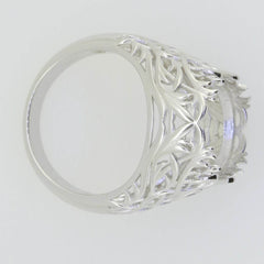 Sterling Silver Semi Mount Ring Setting Oval OV 16x12mm Art Deco Style - Syzjewelry