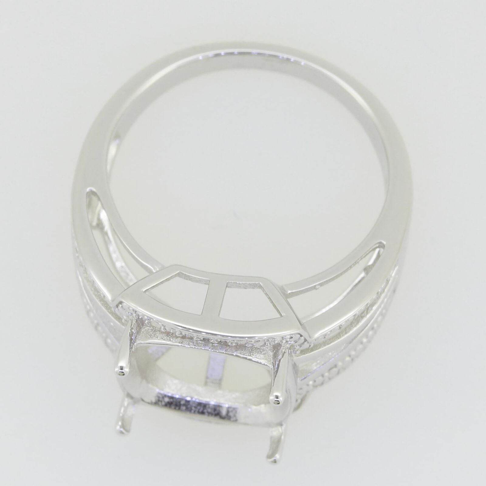 Sterling Silver Semi Mount Ring Setting Cushion CU 12X12mm White Topaz - Syzjewelry