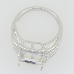 Sterling Silver Semi Mount Ring Setting Cushion CU 12X12mm White Topaz - Syzjewelry