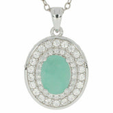 Sterling Silver Semi Mount Pendant Setting OV 8X6mm Triple Halo Topaz Solid - Syzjewelry