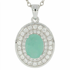 Sterling Silver Semi Mount Pendant Setting OV 8X6mm Triple Halo Topaz Solid - Syzjewelry