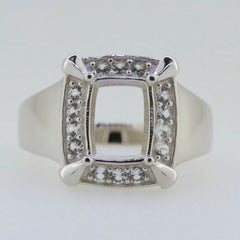 Sterling Silver Semi Mount Ring Setting Cushion CU 9x7mm White Topaz 7738R - Syzjewelry