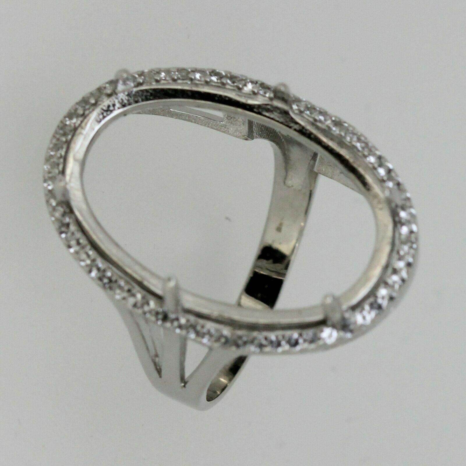 Sterling Silver Semi Mount Ring Setting Cabochon OV 24x16mm Halo White Topaz - Syzjewelry