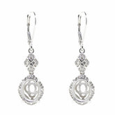 Sterling Silver Semi Mount Earrings Setting Oval OV 10X8mm White Topaz - Syzjewelry