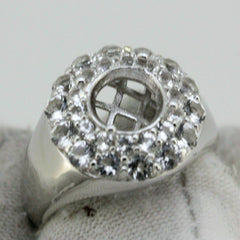 Sterling Silver Semi Mount Ring Setting Round RD 8x8mm Double Halo Moissanite or Diamond Halo Ring - Syzjewelry