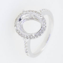 Sterling Silver Semi Mount Ring Setting Oval OV 12x10mm Solitaire - Syzjewelry