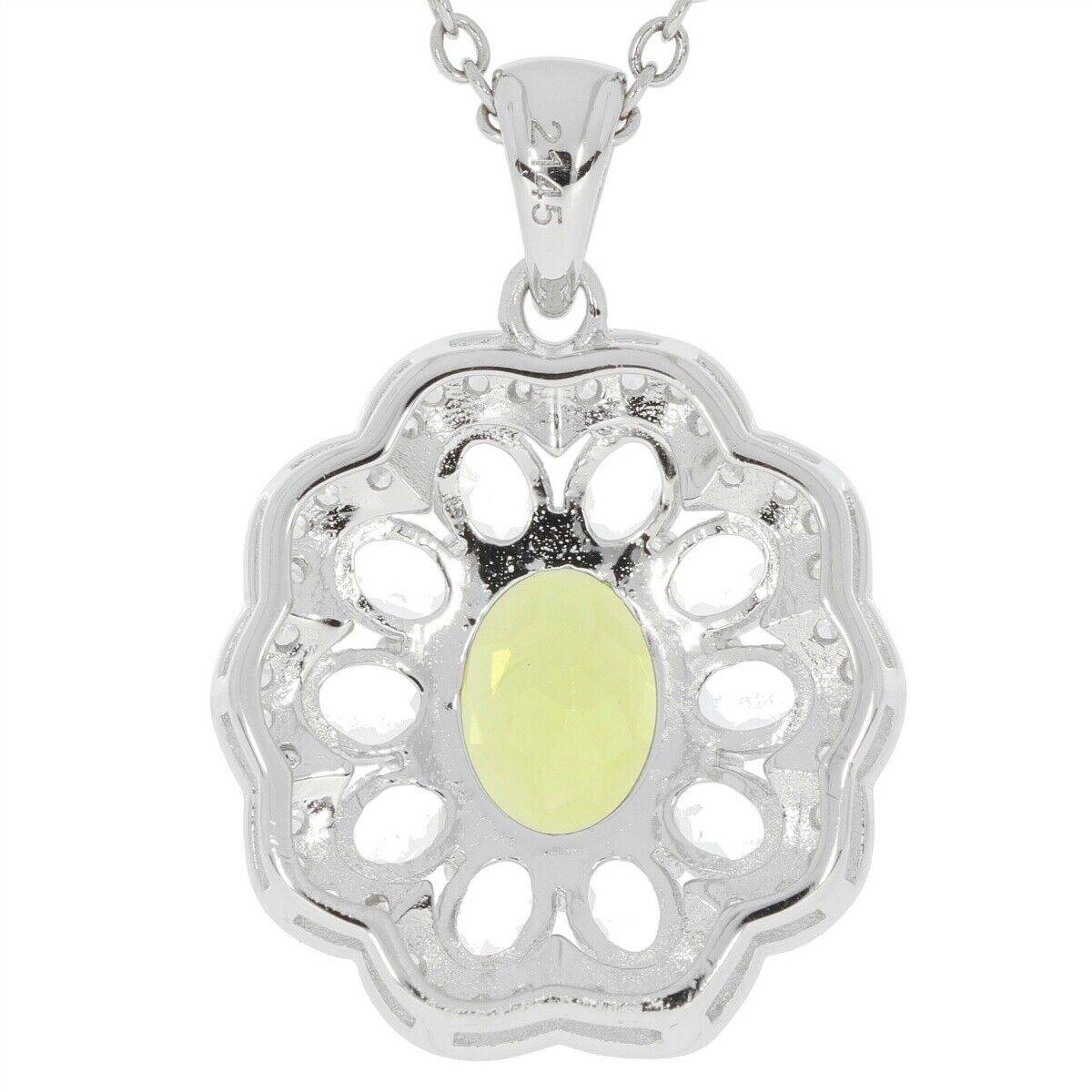 Sterling Silver Semi Mount Pendants Setting OV 9X7mm, OV 4X3mm White Topaz N - Syzjewelry