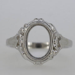 Sterling Silver Semi Mount Ring Setting Oval OV 10x8mm Art Deco Style - Syzjewelry