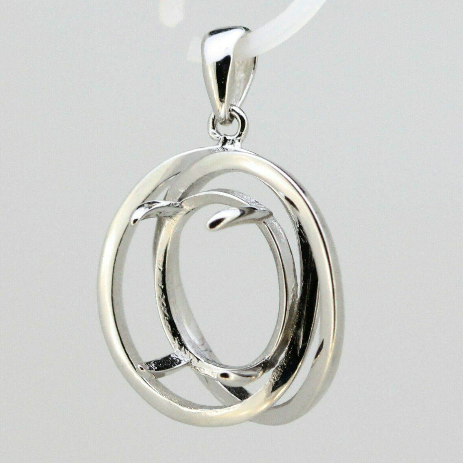Sterling Silver Semi Mount Pendant Setting Oval OV 14x10mm Infinite Loop - Syzjewelry