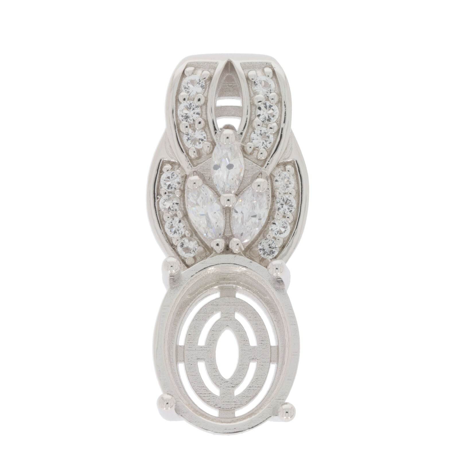 Sterling Silver Semi Mount Pendant Setting Oval OV 11x9mm - Syzjewelry