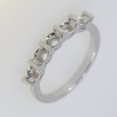 Sterling Silver Semi Mount Ring Setting RD 4x4mm Multi Stone Band 5 Stones - Syzjewelry