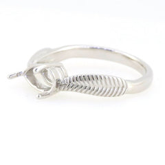 Sterling Silver Semi Mount Ring Setting Pear PE 9x6mm Feather Theme White Topaz - Syzjewelry