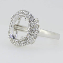 14K White Gold Semi Mount Ring Setting Oval OV 12X10mm W/ Moissanite - Syzjewelry