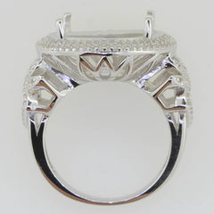 Sterling Silver Semi Mount Ring Setting Round RD 15X15mm White Topaz - Syzjewelry