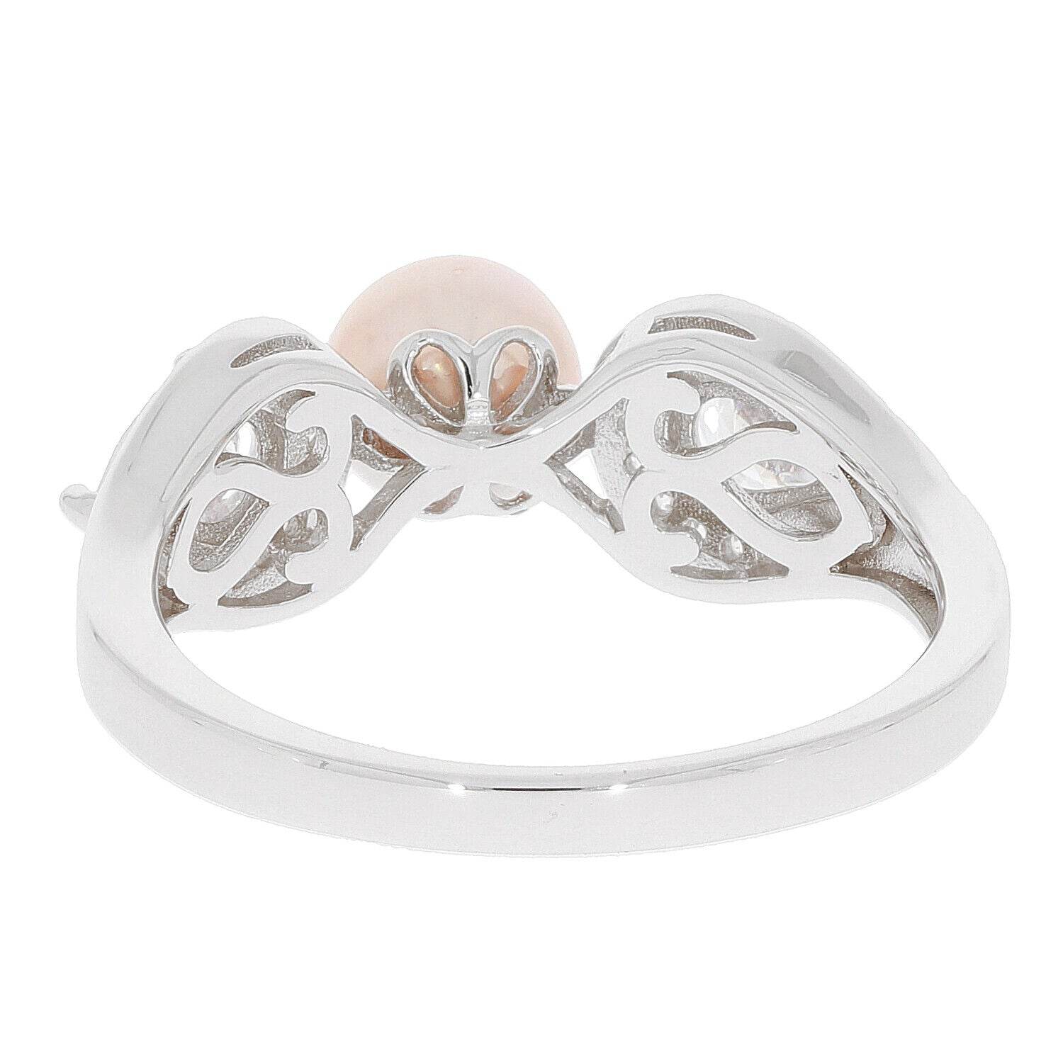 Sterling Silver Semi Mount Ring Setting Round RD 6x6mm Pearl 3 Stone 14795 - Syzjewelry