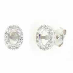 Sterling Silver Semi Mount Earrings Setting Oval OV 6X4mm White Topaz PJC469 - Syzjewelry
