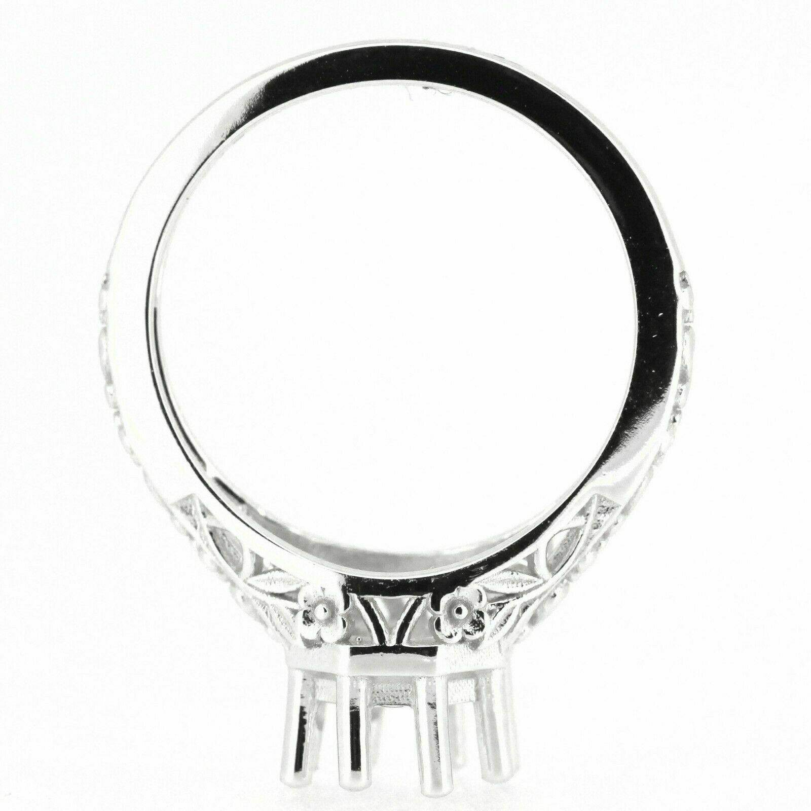 Art Deco Style Sterling Silver Semi Mount Ring Setting Round RD 6x6mm - Syzjewelry