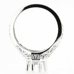 Art Deco Style Sterling Silver Semi Mount Ring Setting Round RD 6x6mm - Syzjewelry