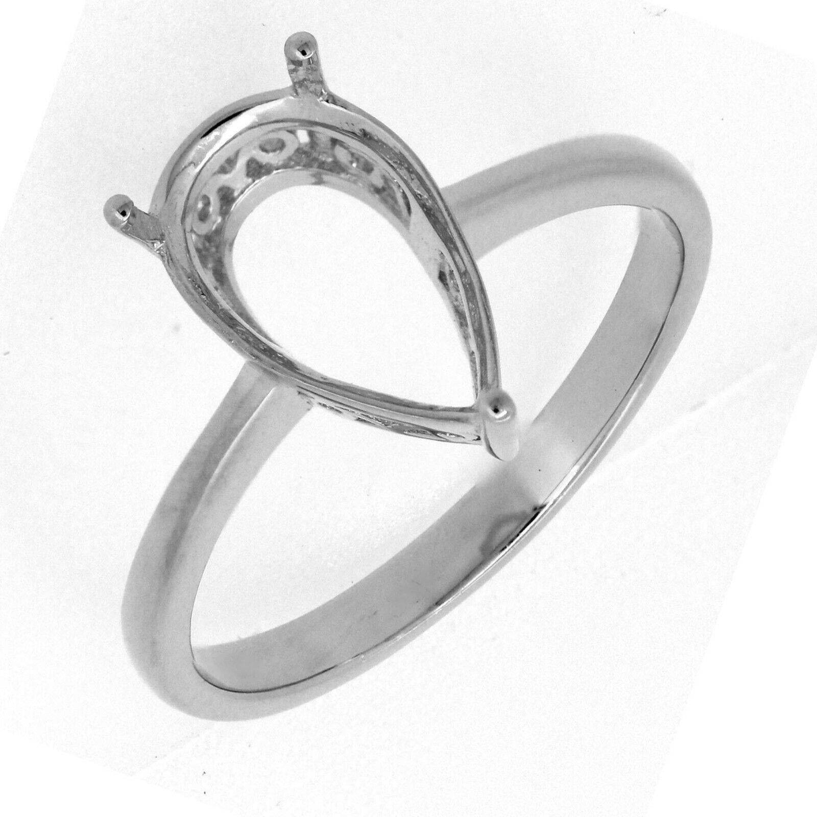 Sterling Silver Semi Mount Ring Setting Pear Cut PE 12x8mm filigree - Syzjewelry