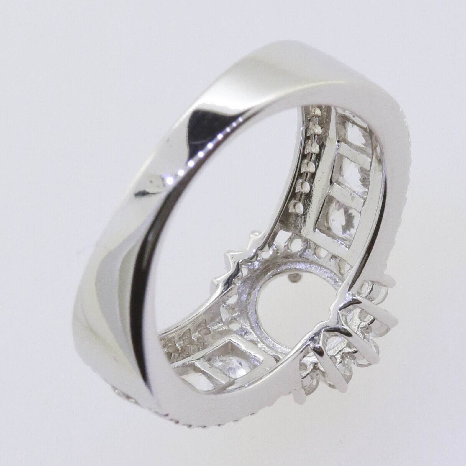 Sterling Silver Semi Mount Ring Setting Oval OV 8x6mm Double Halo Whit - Syzjewelry