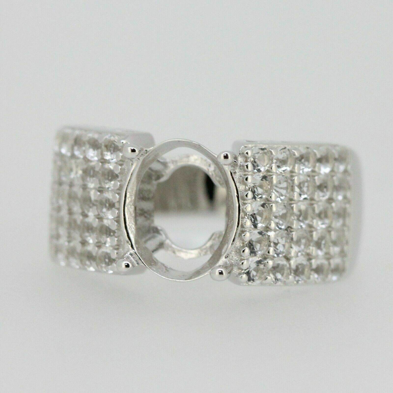 Sterling Silver Semi Mount Ring Setting Oval OV 10x8mm White Topaz or Moissanite - Syzjewelry