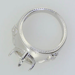 Sterling Silver Semi Mount Ring Setting OV 12x10mm Fleur De Lis White Topaz - Syzjewelry