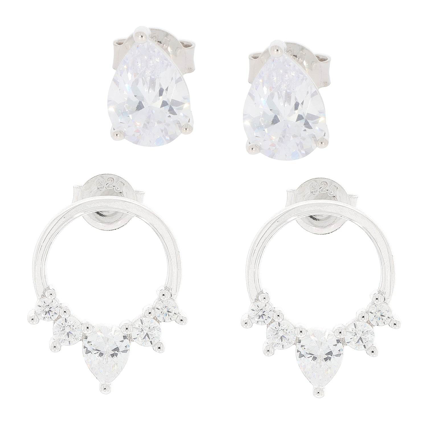 4 pc Set Sterling Silver Semi Mount Earrings Setting Pear PE 8X6mm 5x4 - Syzjewelry