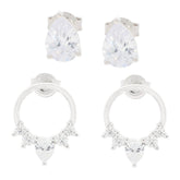 4 pc Set Sterling Silver Semi Mount Earrings Setting Pear PE 8X6mm 5x4 - Syzjewelry