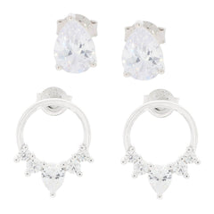 4 pc Set Sterling Silver Semi Mount Earrings Setting Pear PE 8X6mm 5x4 - Syzjewelry