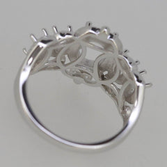 Edwardian Style Sterling Silver Semi Mount Ring Setting Oval OV 8x6mm 5x3mm - Syzjewelry