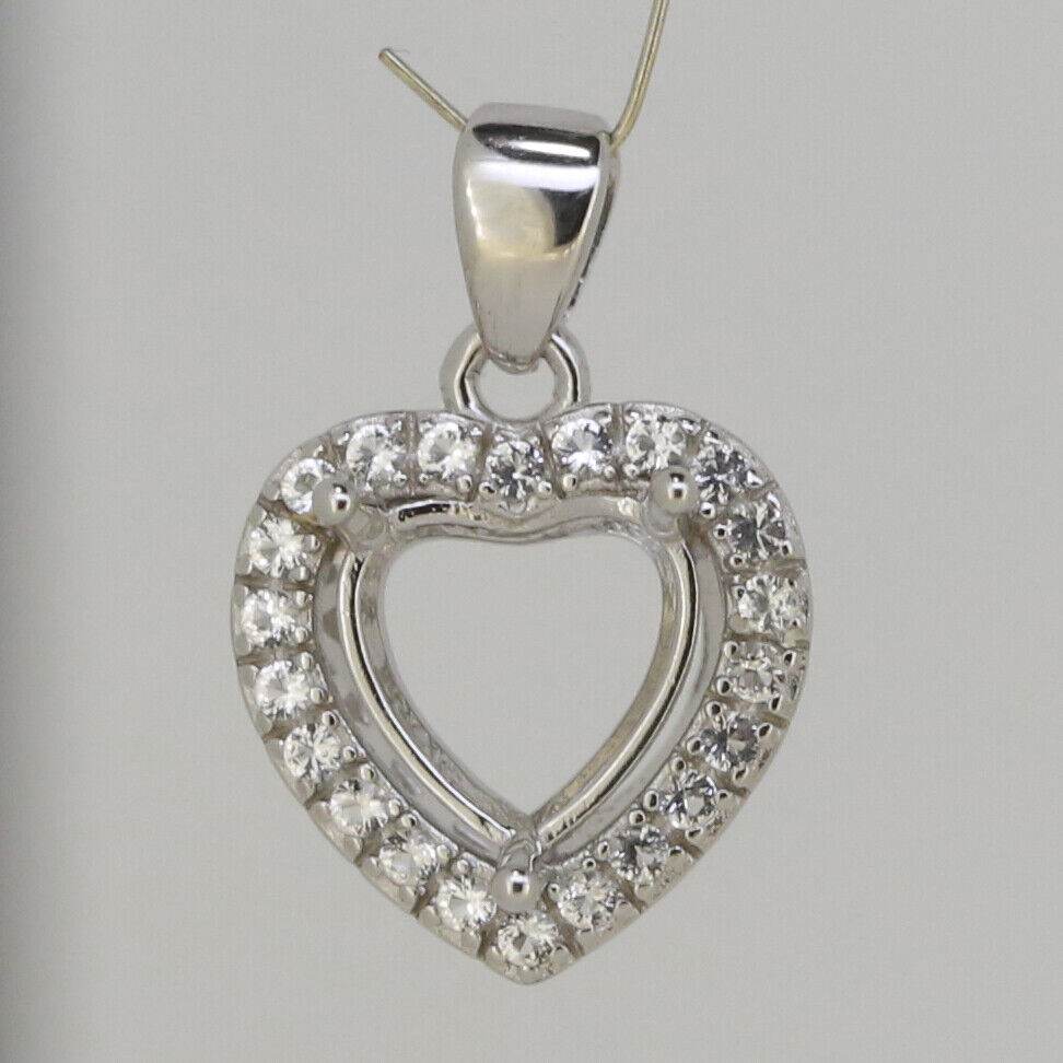 Sterling Silver Semi Mount Pendant Setting Heart HT 9x9mm With Halo - Syzjewelry