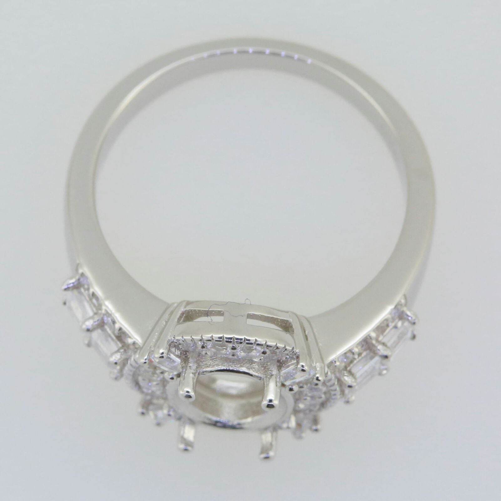 Sterling Silver Semi Mount Ring Setting Oval OV 9X7mm White Topaz PJM22109R - Syzjewelry