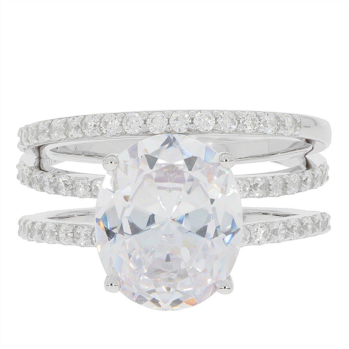 2 piece Set Sterling Silver Semi Mount Ring Setting OV 12x10mm Double Band - Syzjewelry