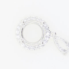 Sterling Silver Semi Mount Pendants Setting Cushion CU 8x8mm Topaz Accent P007 - Syzjewelry