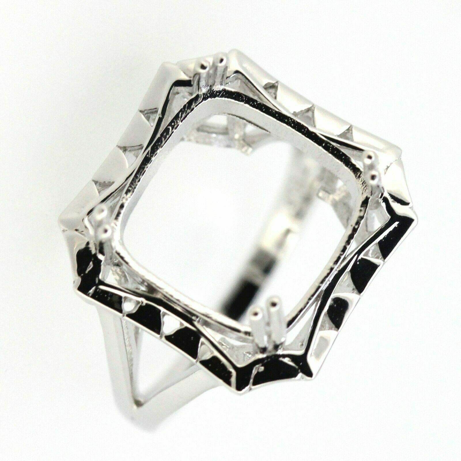 Sterling Silver Semi Mount Ring Setting Cushion Cu13x13mm Vintage Style - Syzjewelry