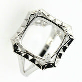 Sterling Silver Semi Mount Ring Setting Cushion Cu13x13mm Vintage Style - Syzjewelry