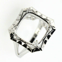 Sterling Silver Semi Mount Ring Setting Cushion Cu13x13mm Vintage Style - Syzjewelry