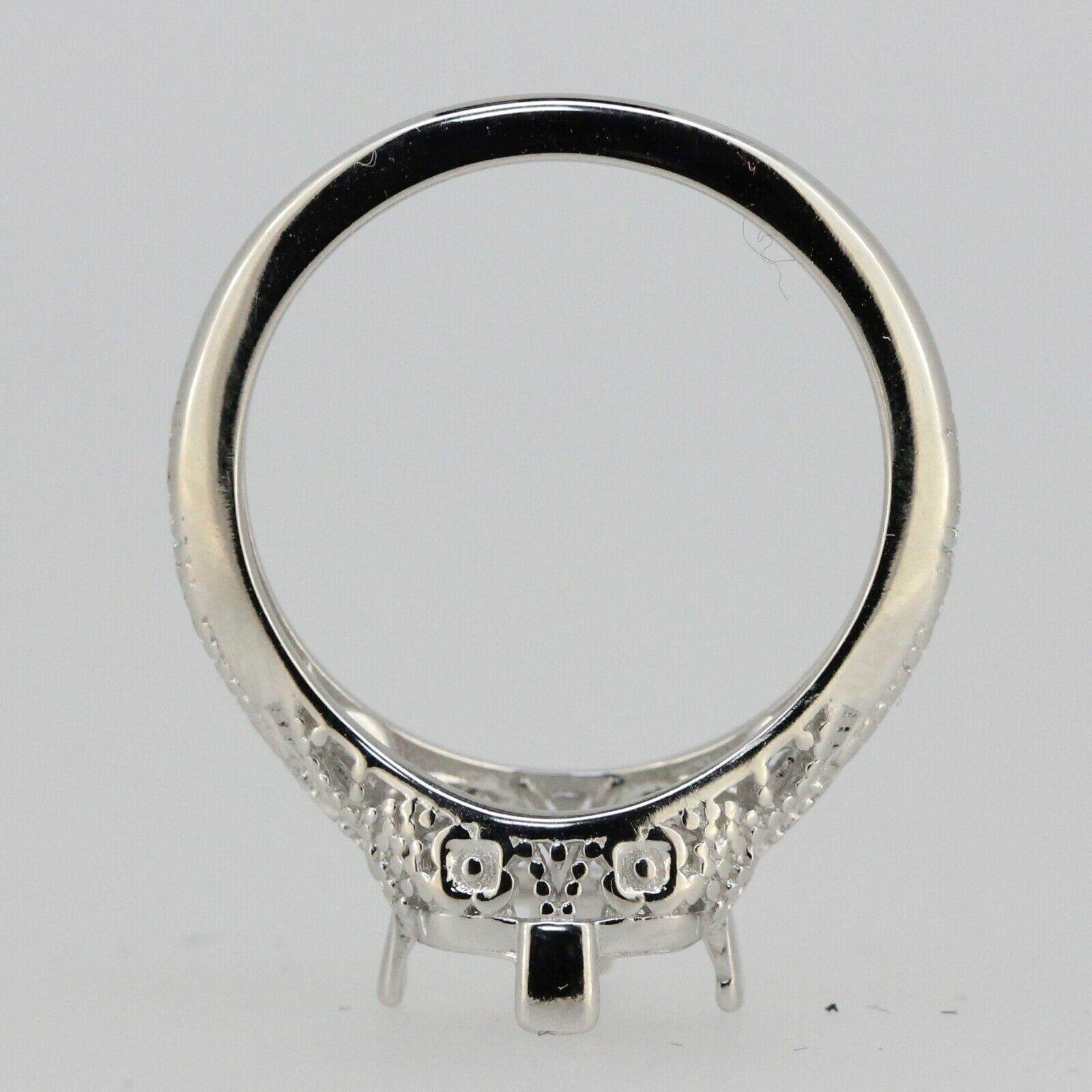 Art Deco Style Sterling Silver Semi Mount Ring Setting Cushion CU 8x8mm - Syzjewelry