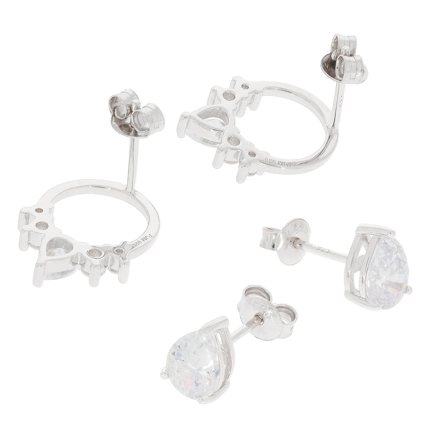 4 pc Set Sterling Silver Semi Mount Earrings Setting Pear PE 8X6mm 5x4 - Syzjewelry