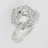 14K White Gold Semi Mount Ring Setting Round RD 8x8mm Solid - Syzjewelry