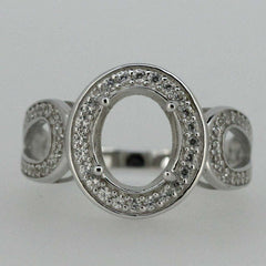 Sterling Silver Semi Mount Ring Setting OV 10x8mm White Topaz White Topaz N0 - Syzjewelry