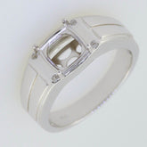 Men’s Sterling Silver Semi Mount Ring Setting Cushion CU 8X8mm - Syzjewelry