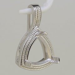 Sterling Silver Semi Mount Pendant Setting Trillion Tri 11x11mm White Topaz - Syzjewelry