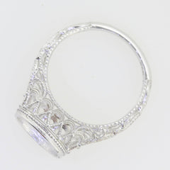 Art Deco Style Sterling Silver Semi Mount Ring Setting Round RD 9x9mm - Syzjewelry