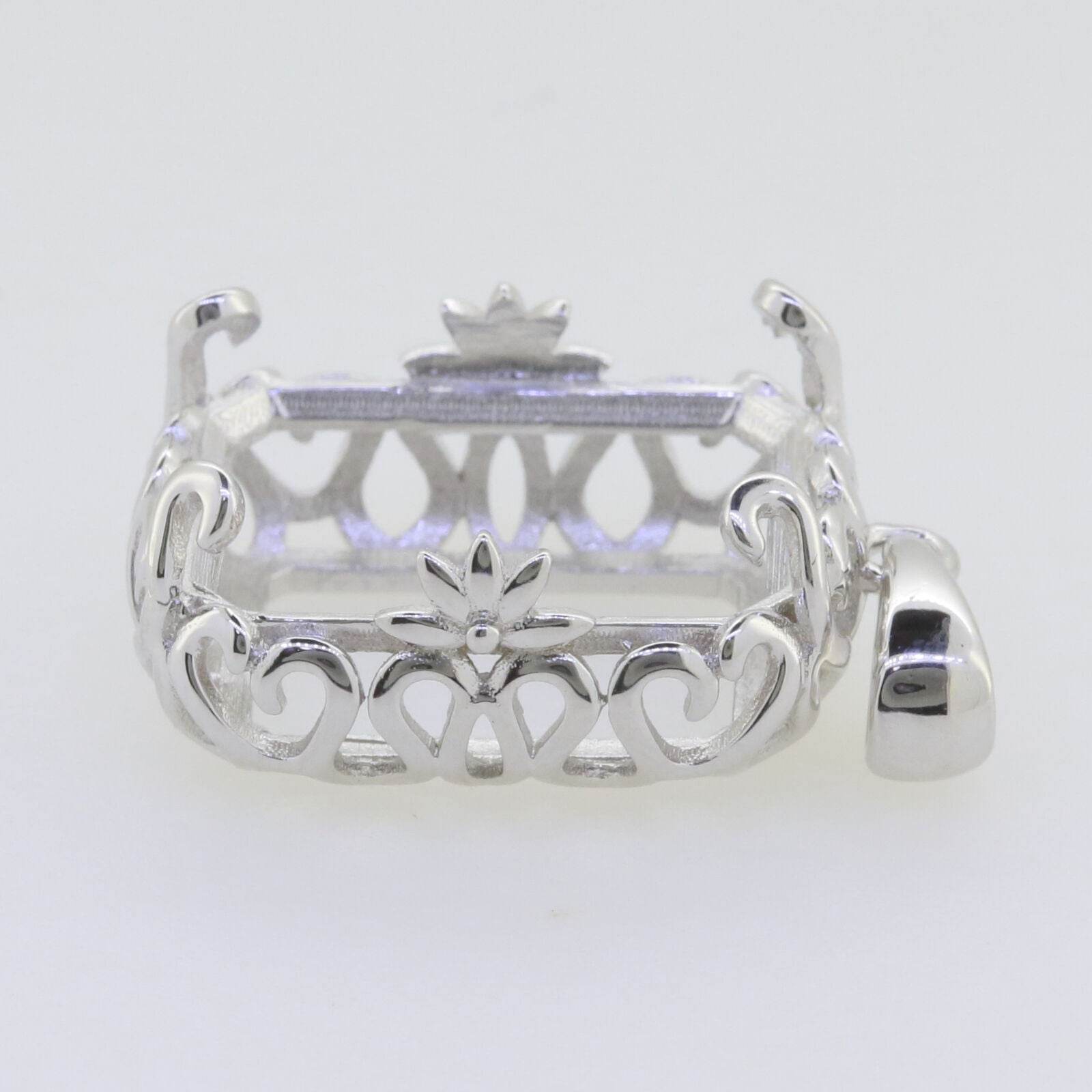 Sterling Silver Semi Mount Pendant Setting Emerald OCT 18x13mm Vintage - Syzjewelry