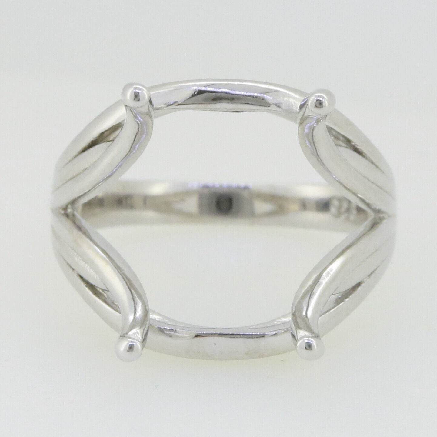 Sterling Silver Semi Mount Ring Setting Emerald OCT 16x12mm Scissor Cut Tourmali - Syzjewelry