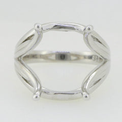 Sterling Silver Semi Mount Ring Setting Emerald OCT 16x12mm Scissor Cut Tourmali - Syzjewelry