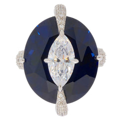 Sterling Silver Semi Mount Ring Setting Oval OV 20X17mm MQ 12x6mm Topaz - Syzjewelry